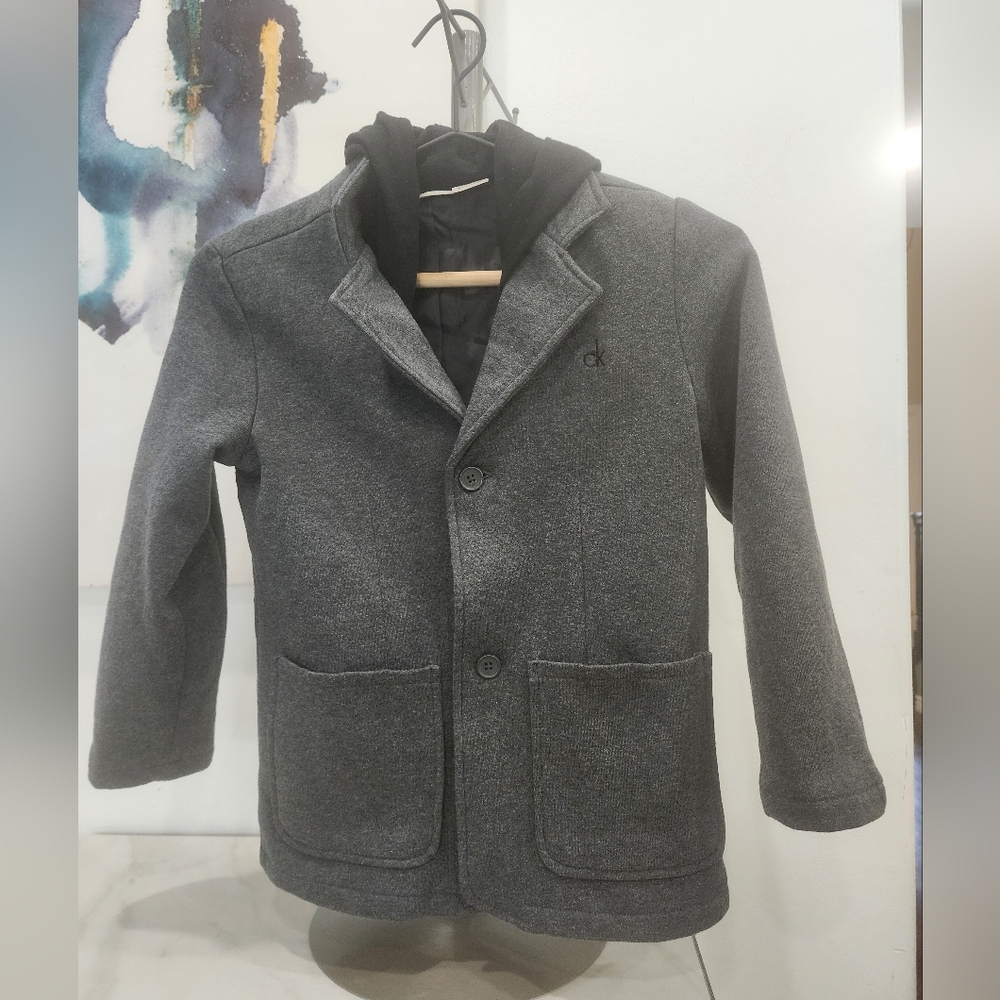 [ CALVIN KLEIN JEANS] boys size 7, layered  gray/ black jacket/ blazer- coat all